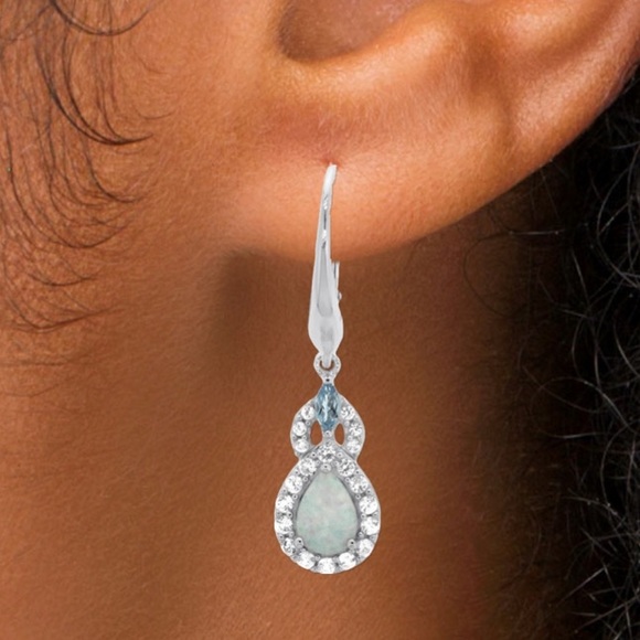 Opal and Topaz Sterling Silver earrings - Picture 11 of 11